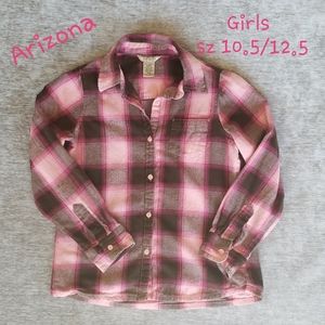 ARIZONA girls plaid flannel pink long sleeve